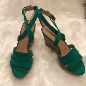 Green strappy wedges